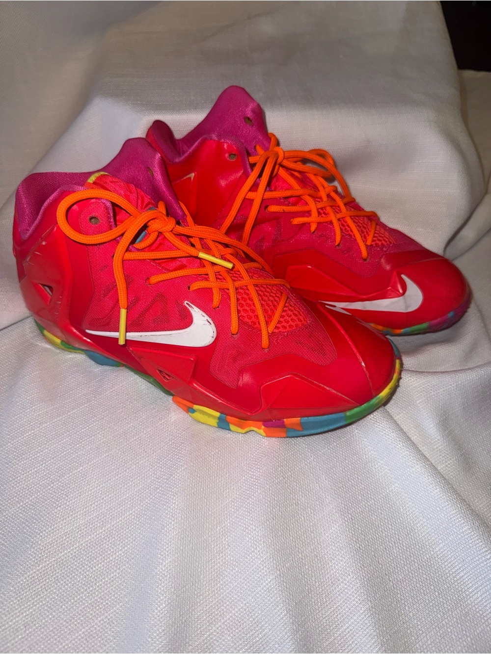 Nike Lebron Fruity Pebbles Bright Pink Basketball Sneakers Kids Size 5